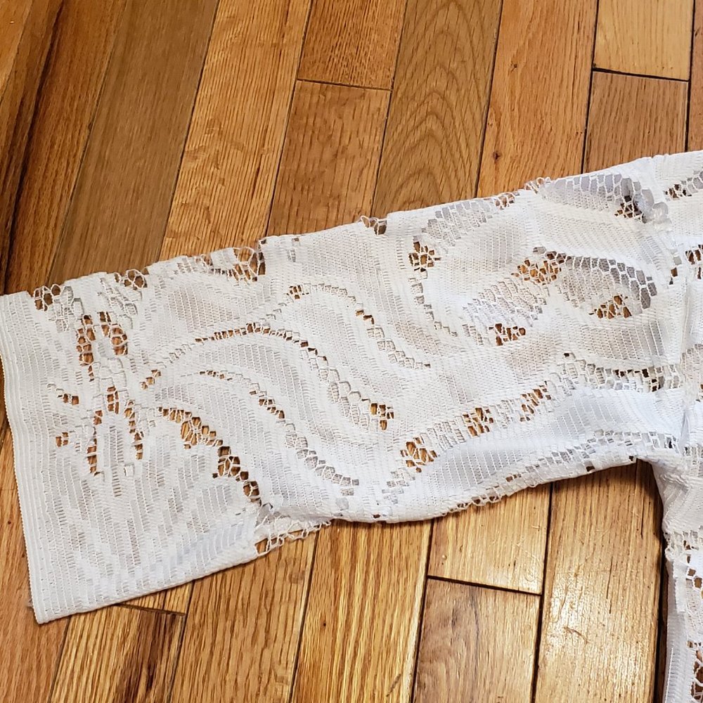 Jiujin White Lace & Fringe Bathing Suit Cover - Picture 5 of 12